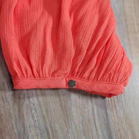 🔹️Ava & Viv Orange Gauzy Vneck Blouse w/Mandarin Collar 3X - Picture 6 of 9